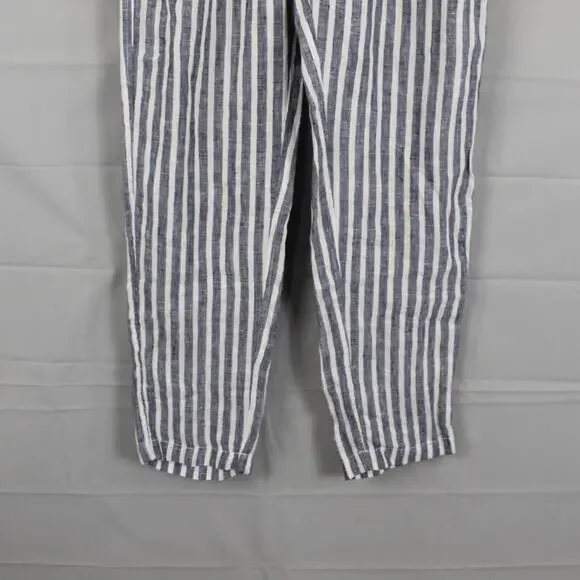 CP Shades Pants Womens XS Linen Striped White Blue Quiet Luxury Old Money Retro - Picture 3 of 11